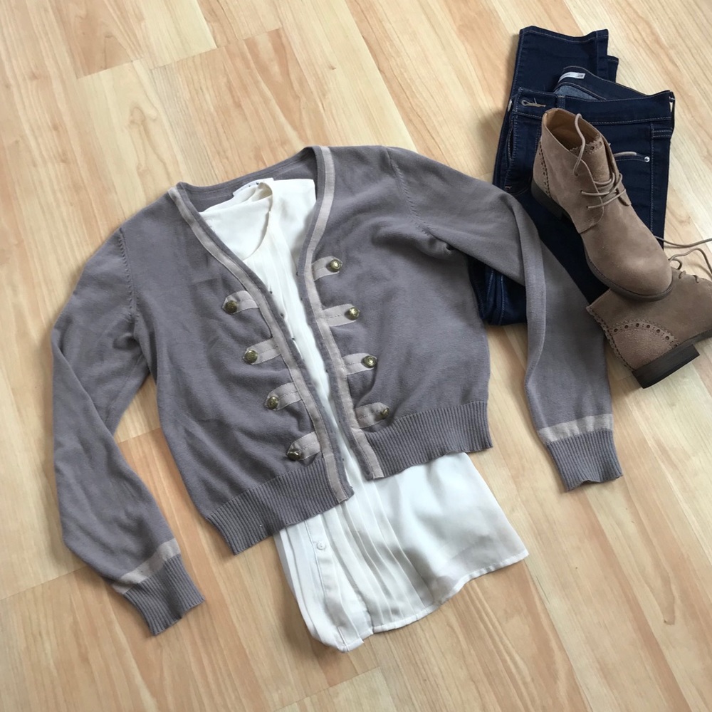 CAbi cardigan with military details
